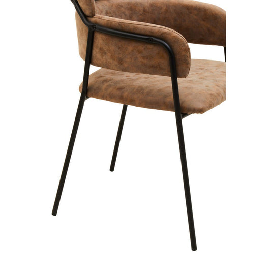 Tamzin Brown Faux Leather Dining Chairs In Pair