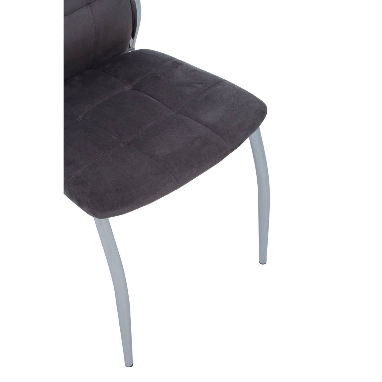 Tamzin Velvet High Back Dining Chair In Grey With Silver Legs