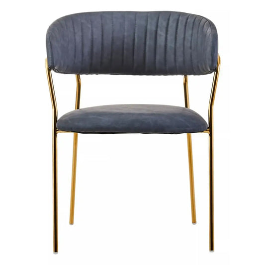 Tamzin Dark Grey Faux Leather Dining Chairs With Gold Legs In Pair