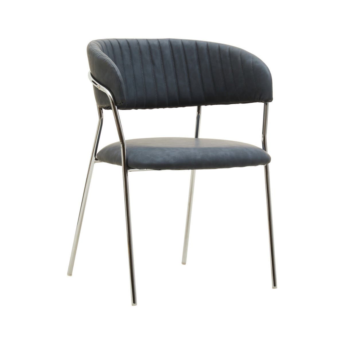 Tamzin Dark Grey Leather Curved Dining Chairs In Pair