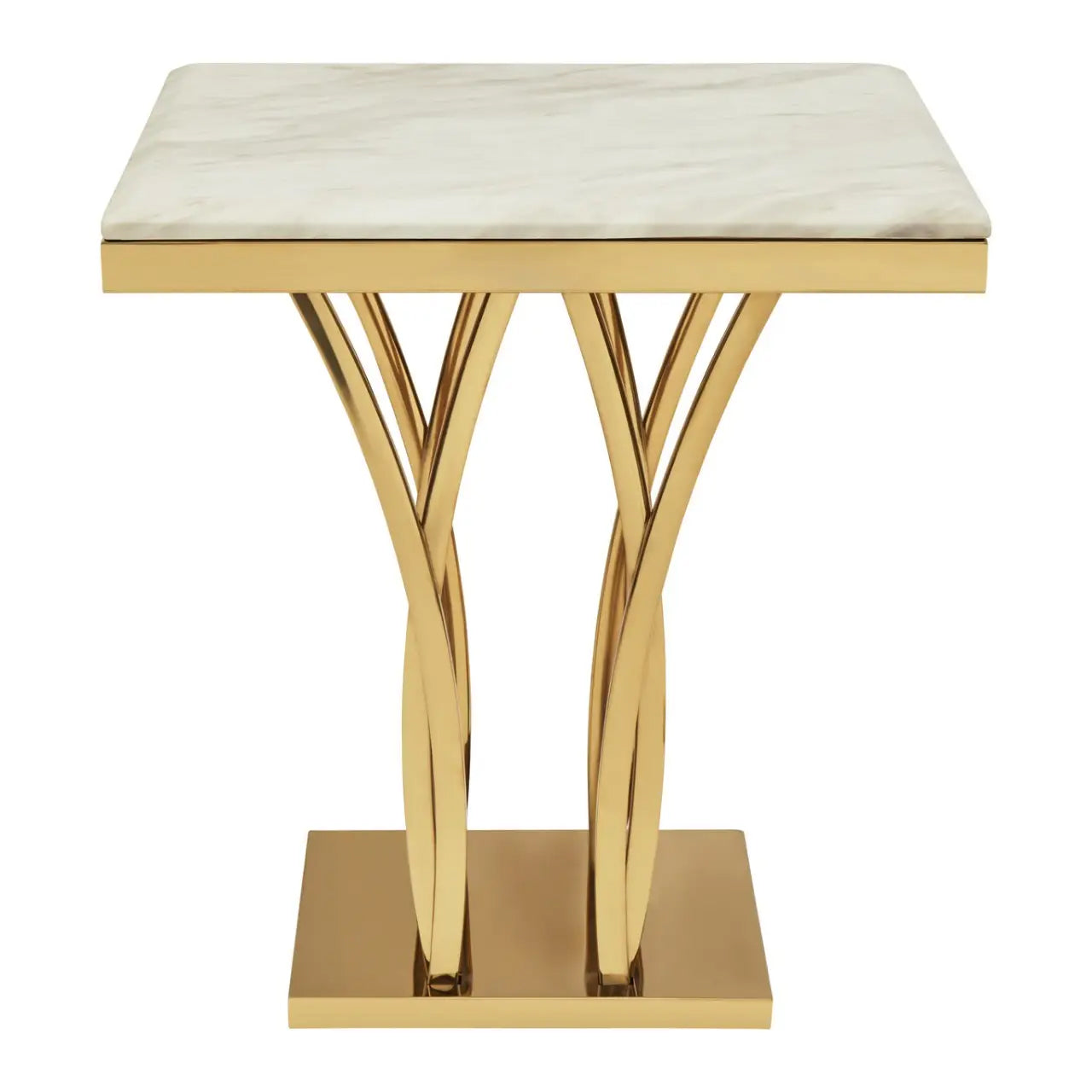 Arenza White Marble Side Table With Gold Base