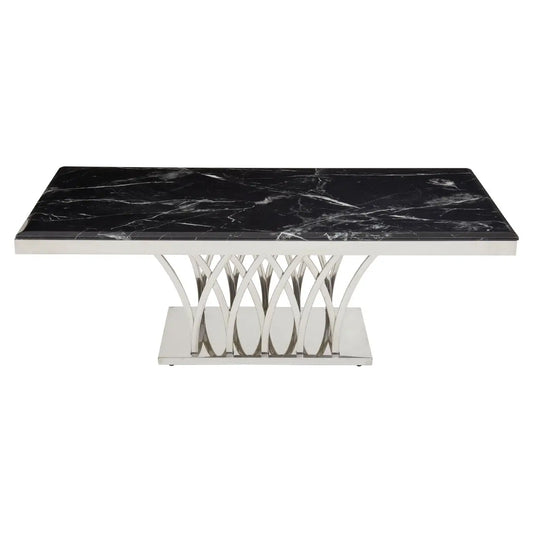 Arenza Black Marble Coffee Table With Silver Base