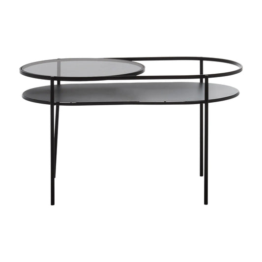 Trento Clear Glass Top Metal Coffee Table In Black