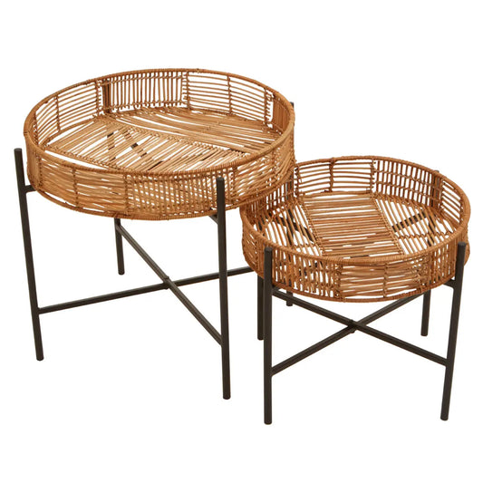 Batu Rattan Set Of 2 Side Tables In Natural