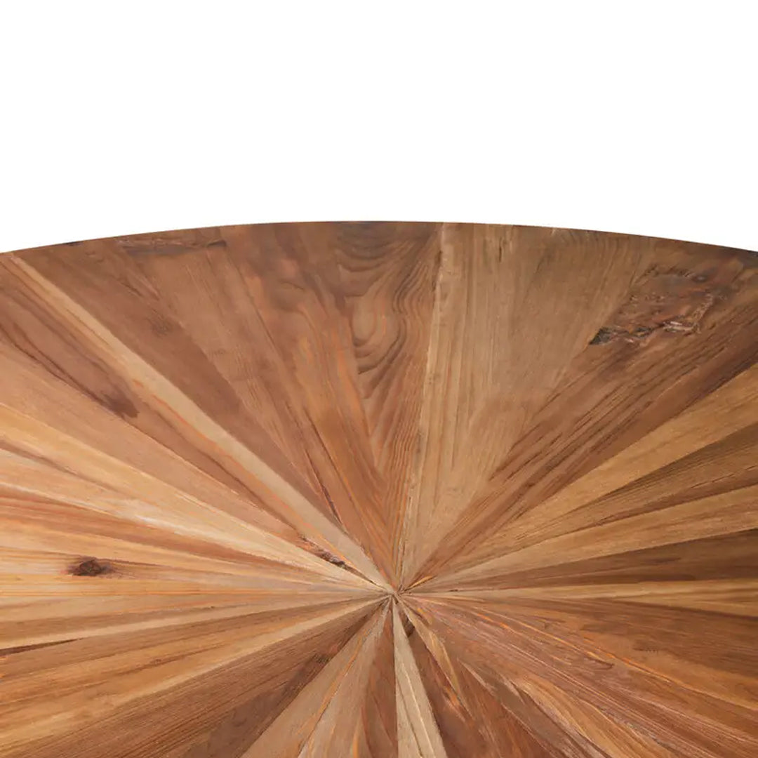 Jana Round Wooden Dining Table In Natural With Tied Frame