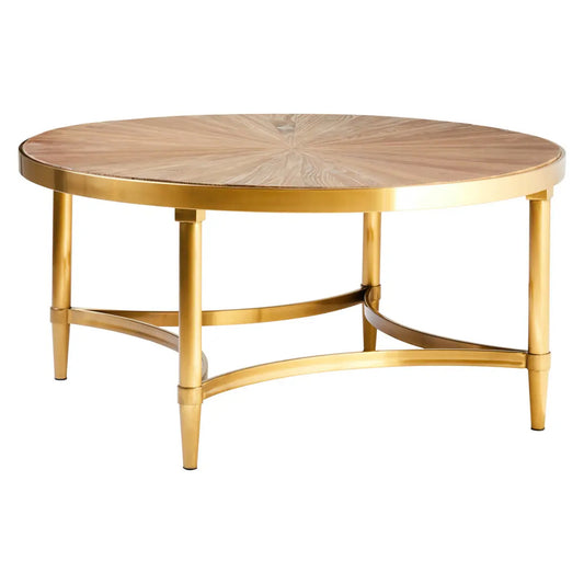 Jana Round Wooden Coffee Table In Natural With Curved Frame