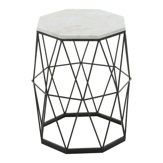 Shalimar Octagonal Marble Top Side Table With Black Frame