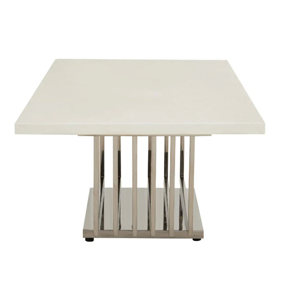 Moda Marble Coffee Table In White With Silver Stainless Steel Base