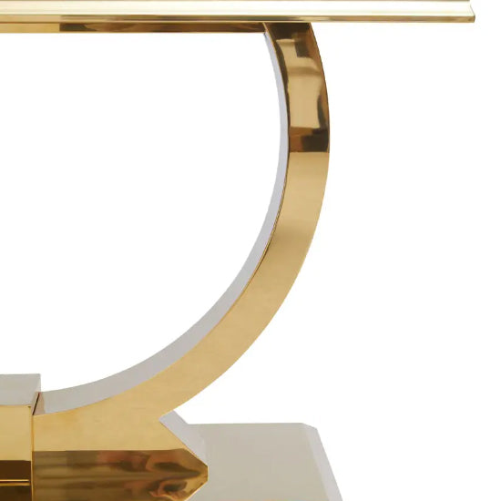 Moda Marble Console Table In Ivory White With Gold Stainless Steel Base