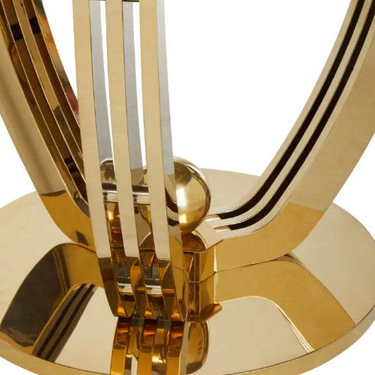 Moda Grey Tempered Glass Dining Table With Gold Stainless Steel Base