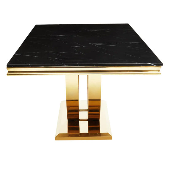 Moda Black Marble Rectangular Dining Table With Gold Stainless Steel Base