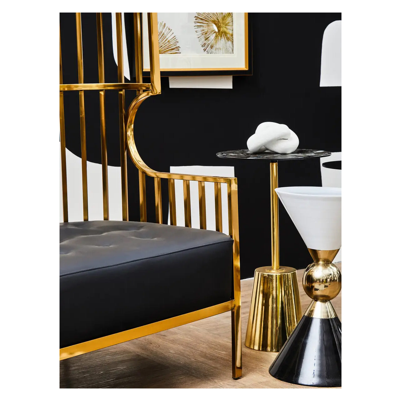Eliza Dome Cage 2 Seater Sofa With Gold Stainless Steel Frame