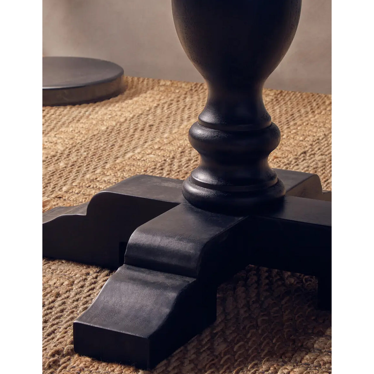 Lyon Wooden Round Dining Table In Matt Black Oak