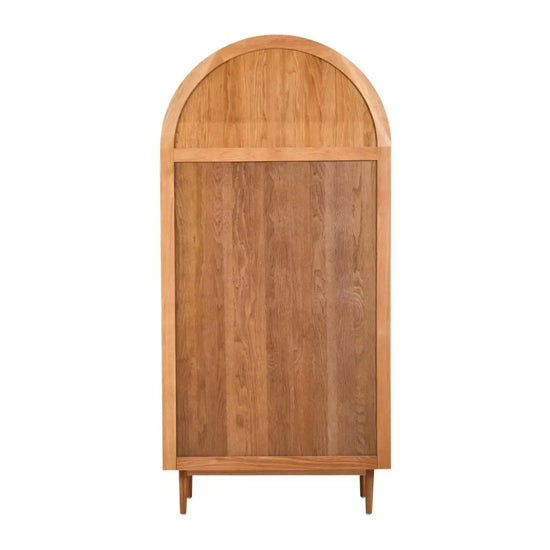 Lyon Wooden Storage Cabinet With 2 Doors In Natural Rattan And Oak