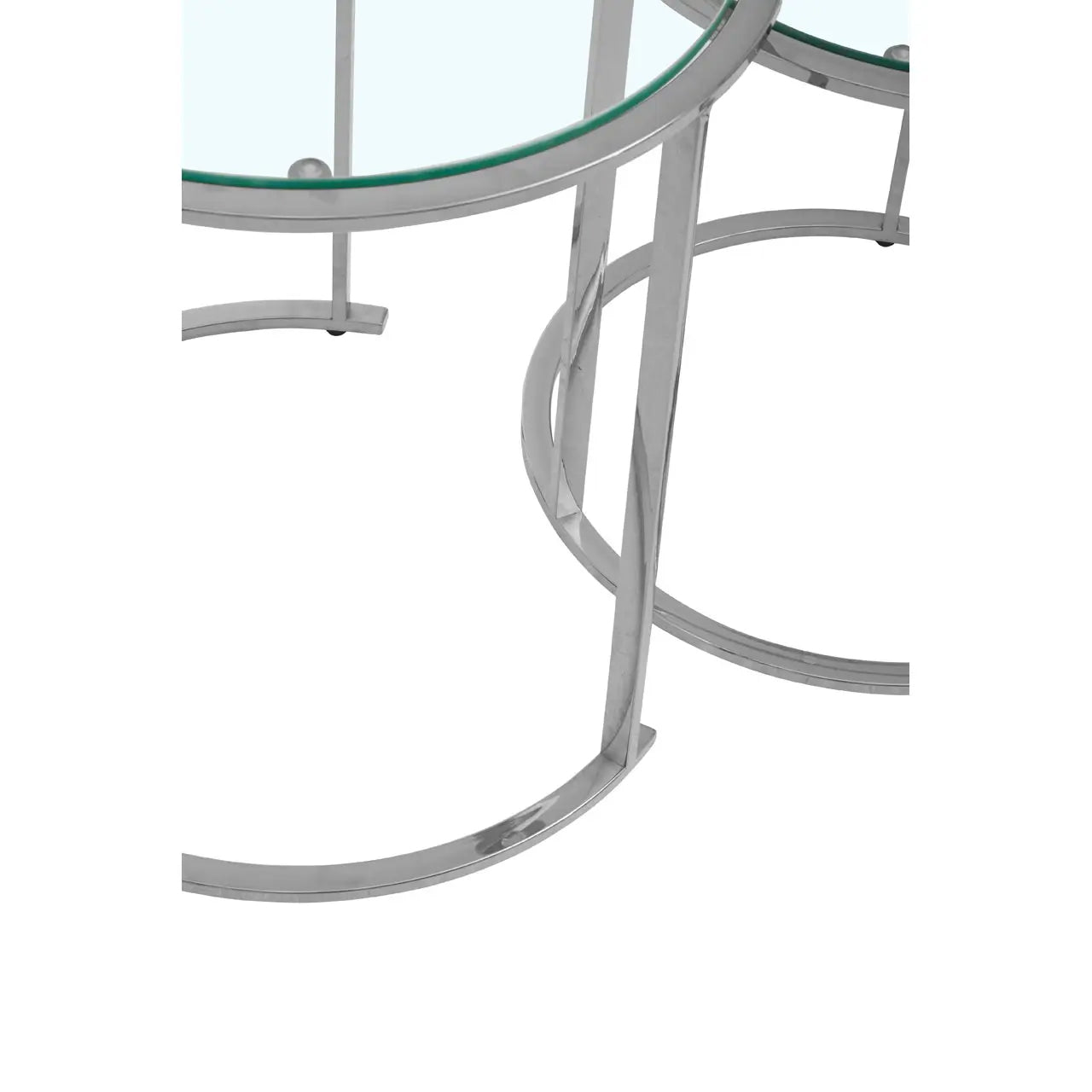 Allure Clear Glass Nest Of 3 Tables With Silver Base