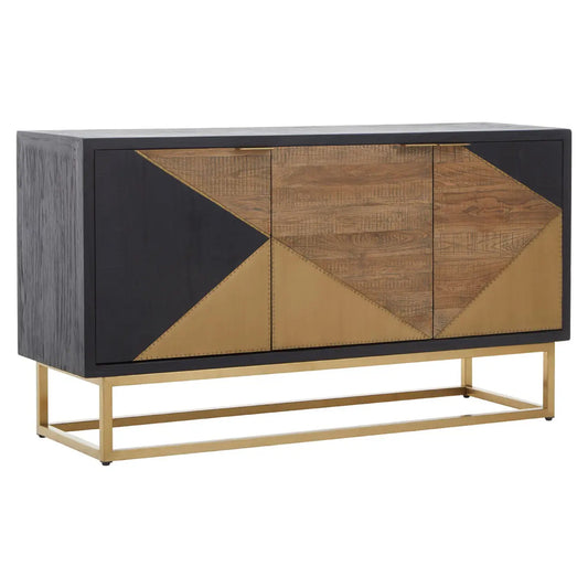 Siena Wooden Sideboard With 3 Door In Black And Brown Oak