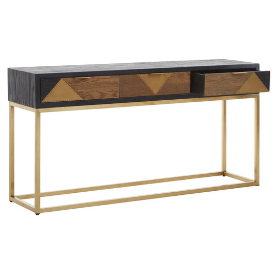 Siena Wooden Console Table In Black And Brown Oak