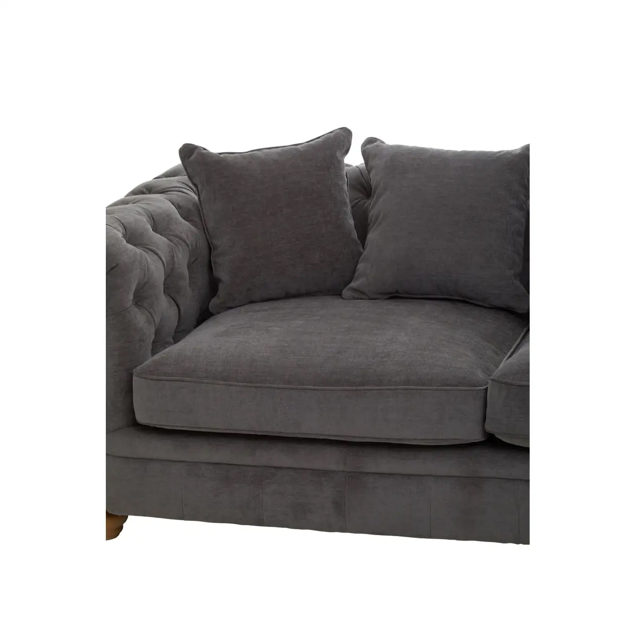 Spencer Fabric 3 Seater Sofa In Grey With Wooden Legs
