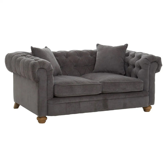 Spencer Fabric 2 Seater Sofa In Grey With Wooden Legs