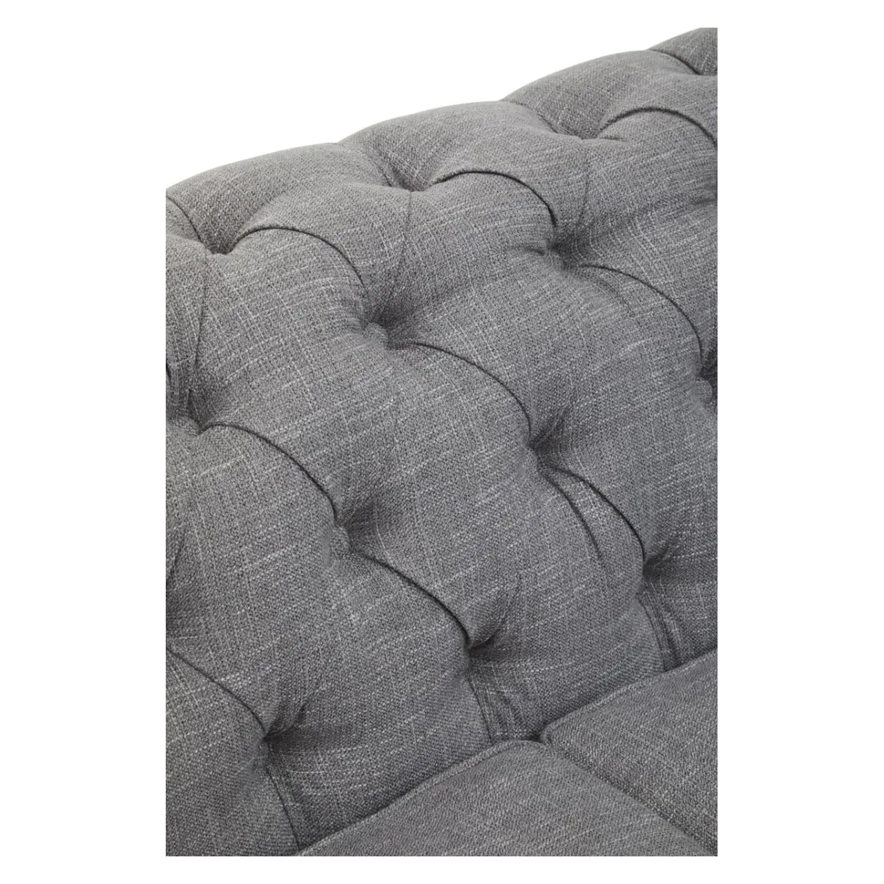 Stella Classic Chesterfield Linen Fabric 3 Seater Sofa In Grey