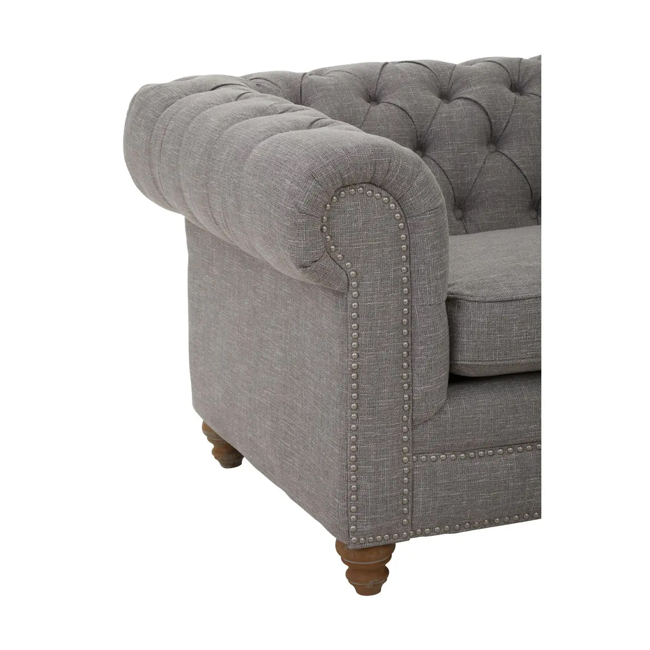 Stella Classic Chesterfield Linen Fabric 2 Seater Sofa In Grey