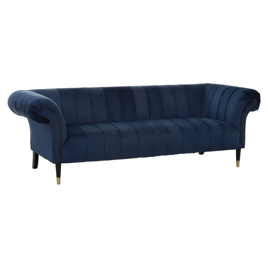 Siena Velvet 3 Seater Sofa In Midnight Blue