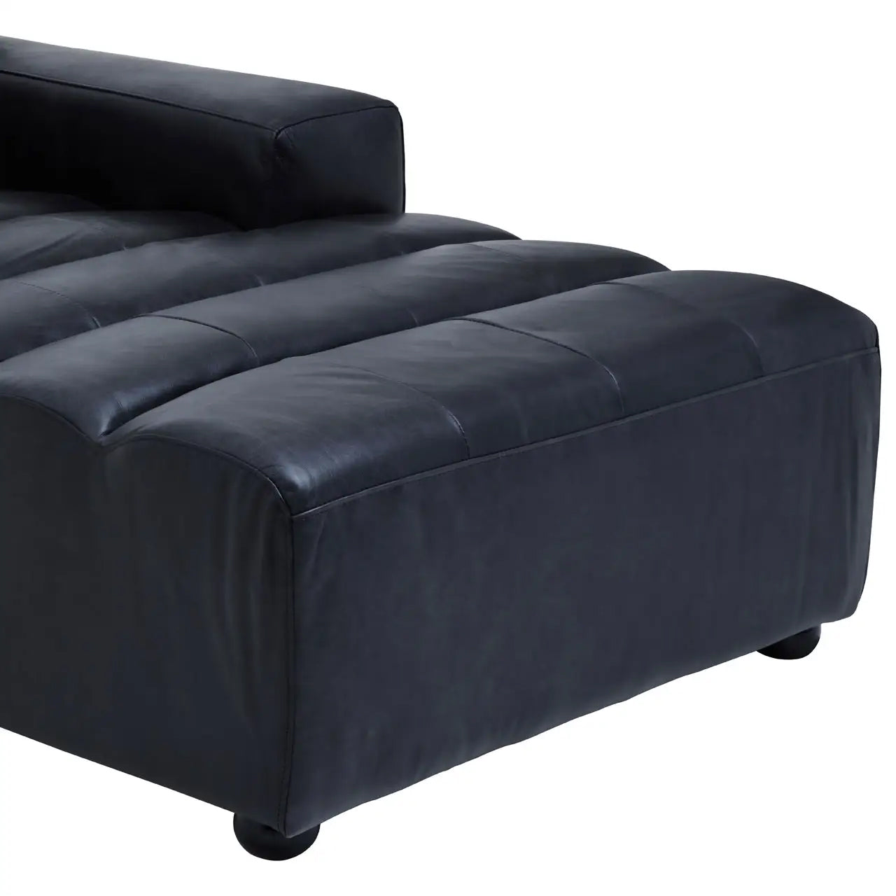King Left Arm Distressed Leather Chaise In Slate Grey