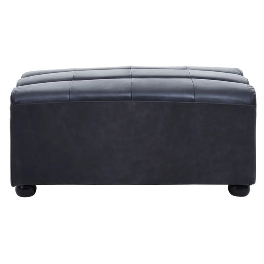 King Distressed Leather Ottoman In Slate Grey