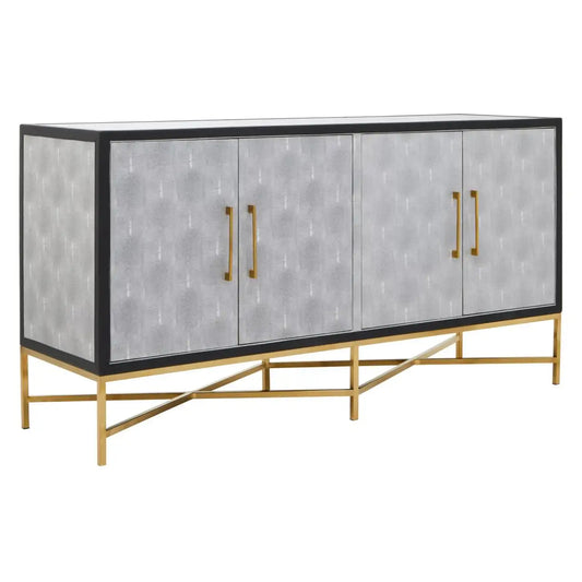 Cadiz Wooden Sideboard With 4 Doors In Grey Faux Shagreen