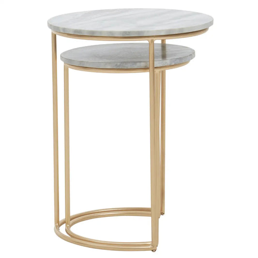 Mandoli Marble Nest Of 2 Side Tables In Natural