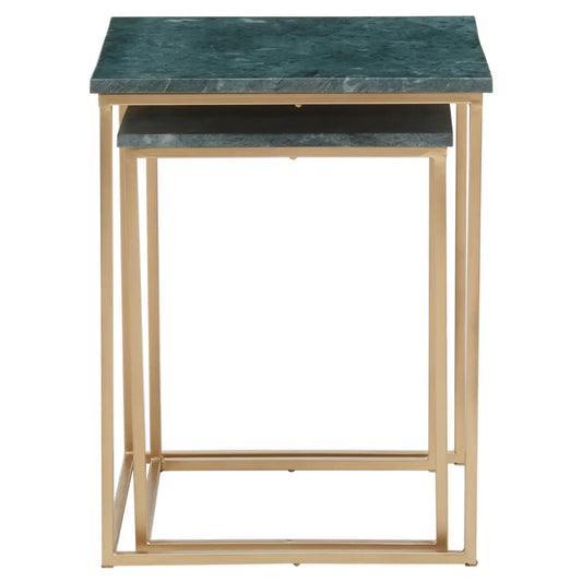 Mandoli Marble Nest Of 2 Side Tables In Green