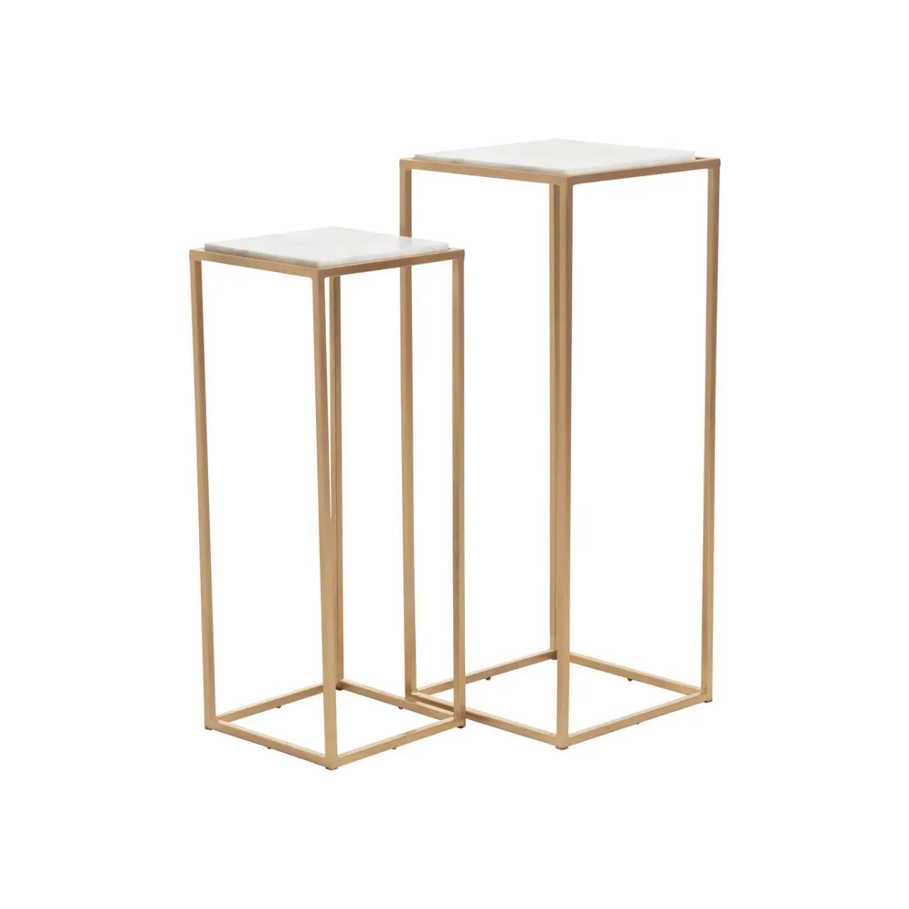 Mandoli Square Marble Top Nest Of 2 Side Tables In White