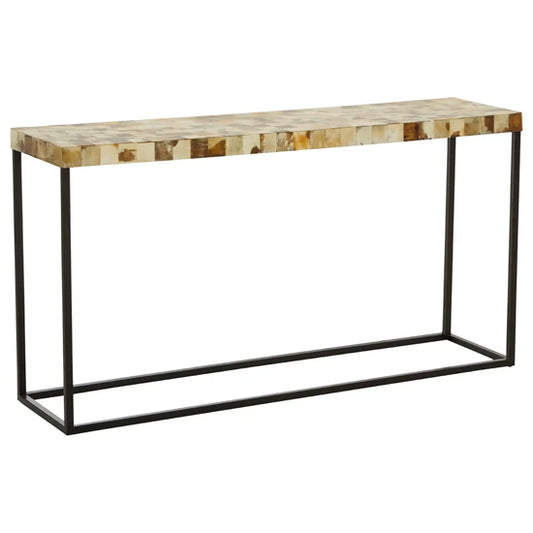 Obra Mother Of Pearl Wooden Console Table In Cream