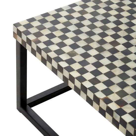 Obra Mother Of Pearl Wooden Square Coffee Table In Black And White