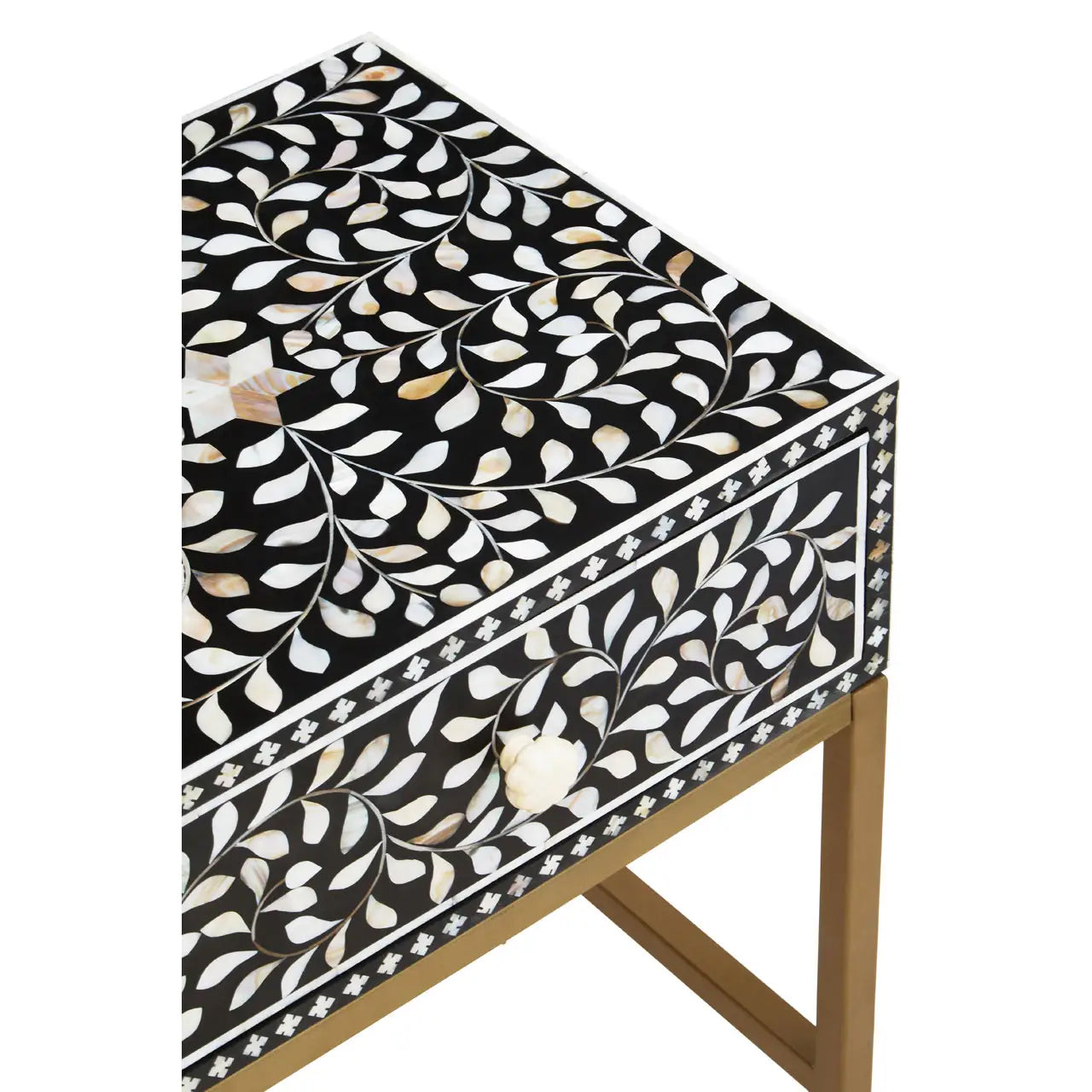 Fusion Wooden Side Table With 1 Drawer And Bone Inlay