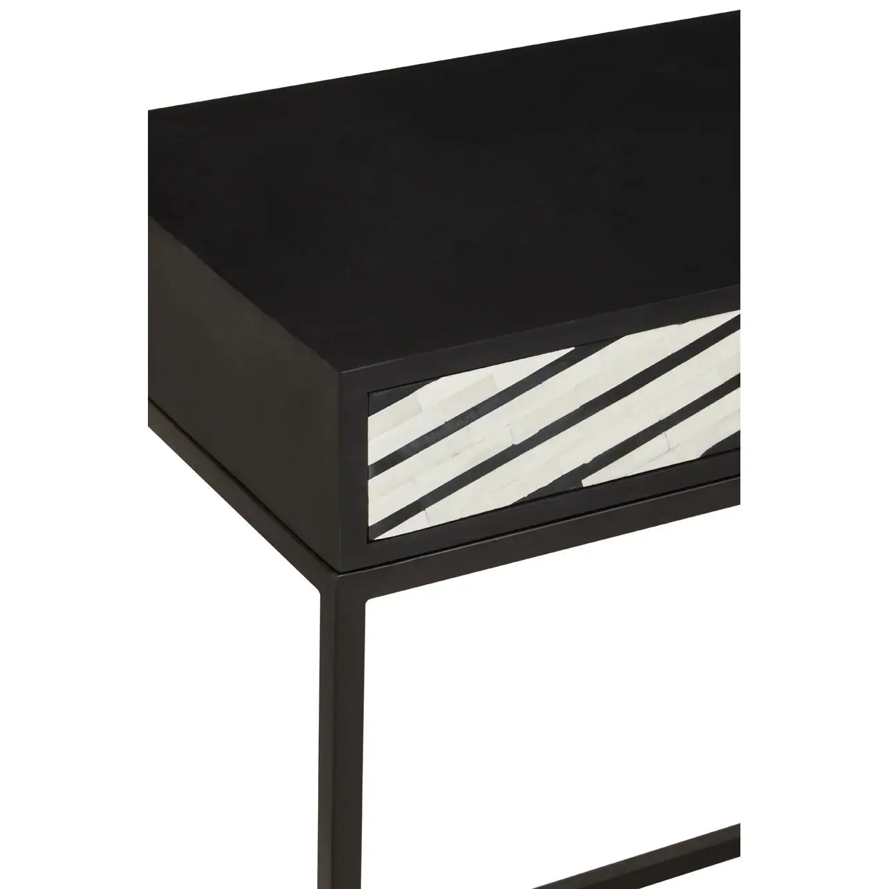 Fusion Wooden Console Table With 2 Drawers With Black Frame