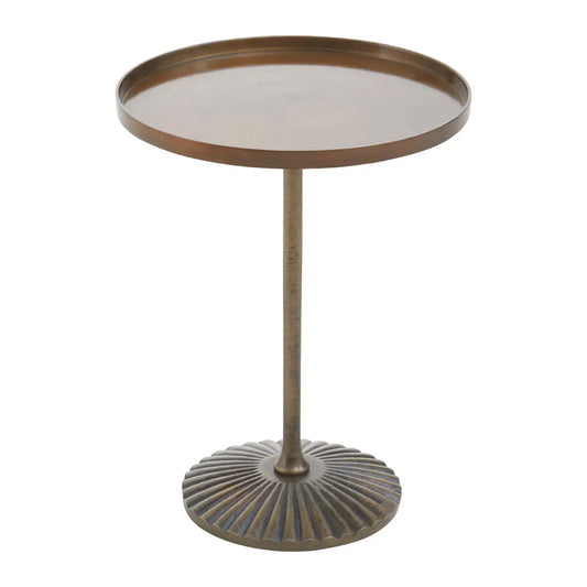 Pali Large Round Side Table In Antique Brass