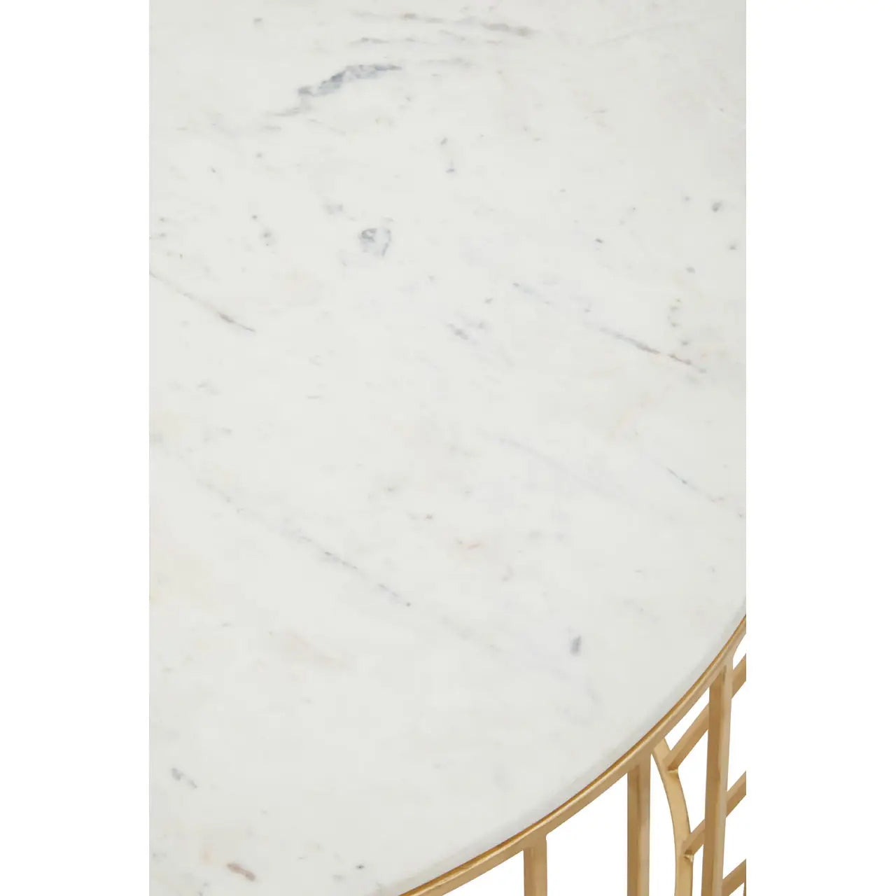 Pali Marble Coffee Table In White With Gold Metal Base