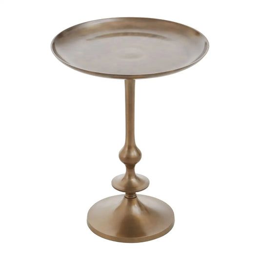 Pali Small Round Side Table In Antique Brass