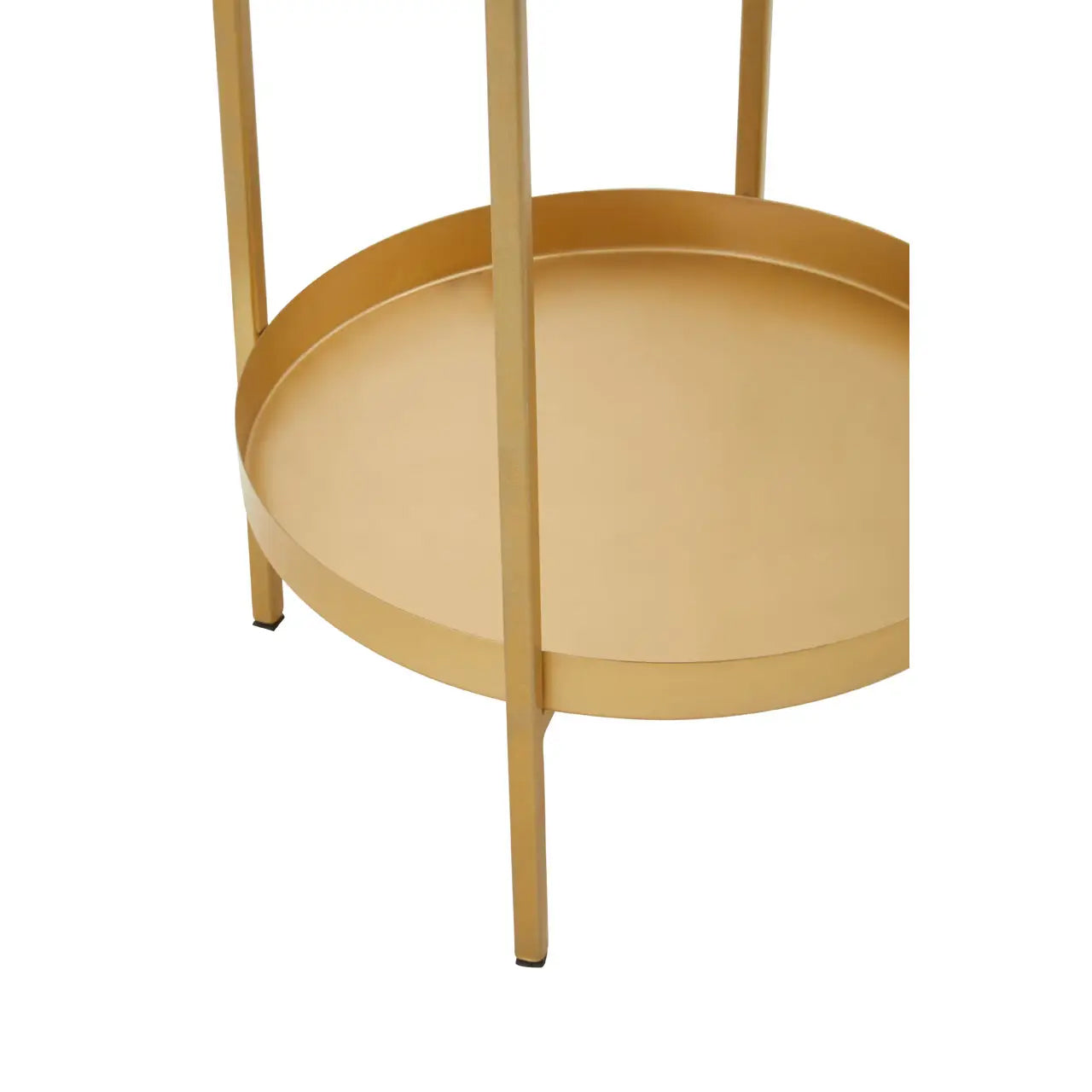 Pali Glass Two Tier Side Table With Gold Metal Base