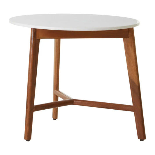 Myan Round Marble Top Side Table In White