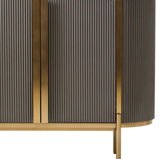 Dervio Marble Top Wooden Sideboard With 2 Doors In Black