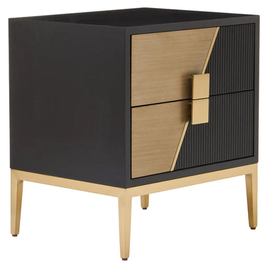 Davoli Wooden Bedside Cabinet With 2 Drawers In Black