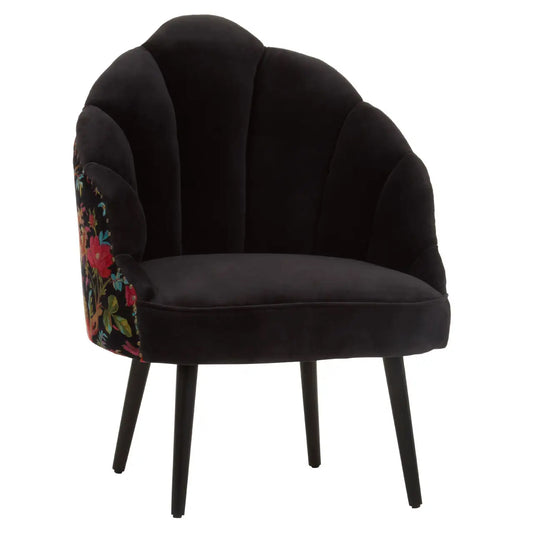 Cefena Cotton Fabric Peacock Accent Chair In Multicoloured