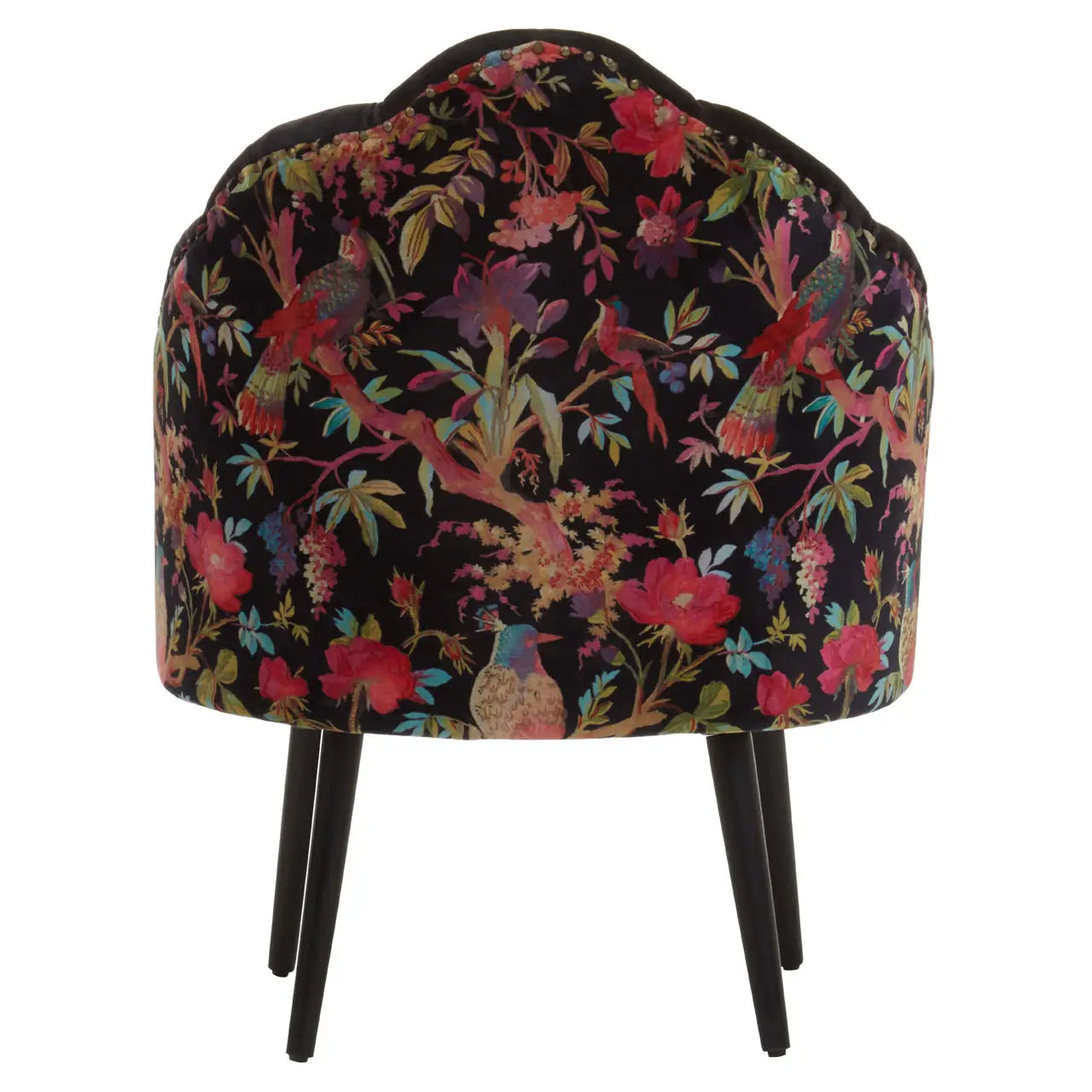 Cefena Cotton Fabric Peacock Accent Chair In Multicoloured