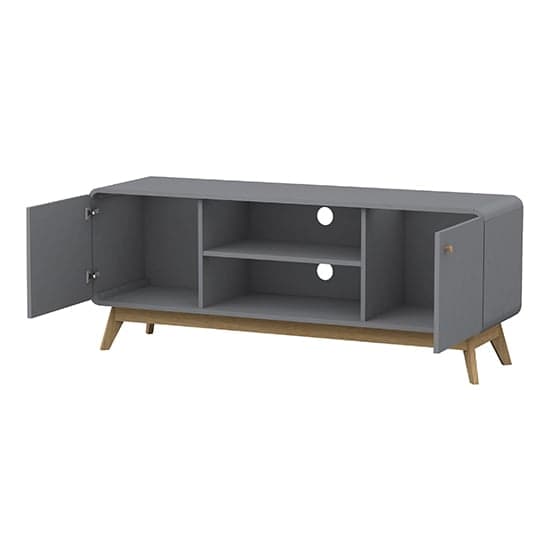 Cassie Wooden TV Stand With 2 Doors In Grey