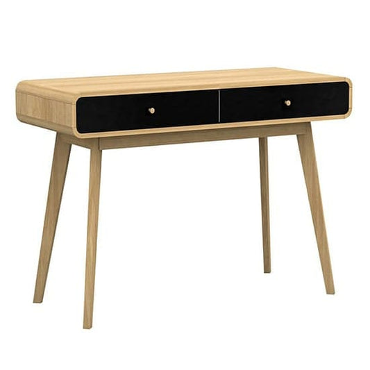 Cassie Wooden Computer Desk With 2 Drawers In Oak And Black