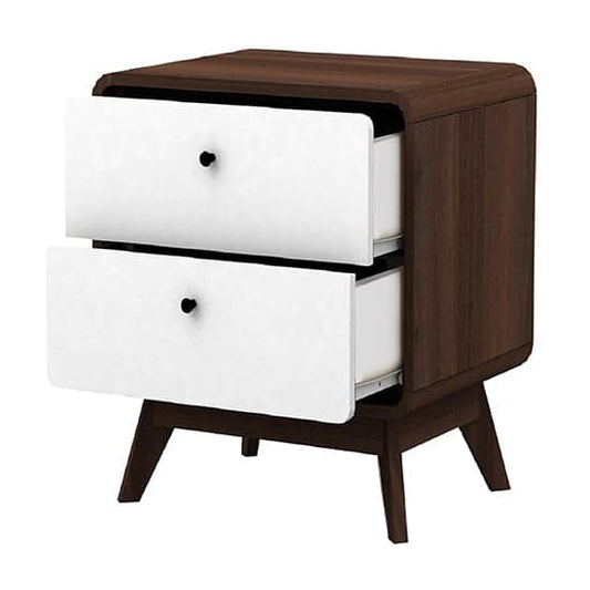 Cassie Wooden Bedside Cabinet With 2 Drawers In Walnut And White