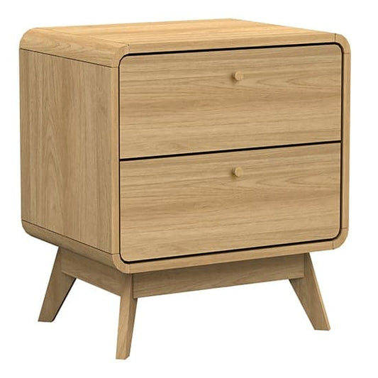 Cassie Wooden Bedside Cabinet With 2 Drawers In Oak