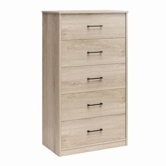Brez Wooden Chest Of 5 Drawers In Light Oak